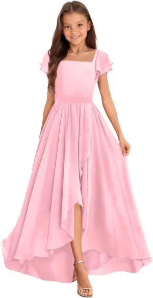 Junior Bridesmaid Dresses Chiffon Junior Dresses for Teen Girls A Line Pageant Dresses for Girls