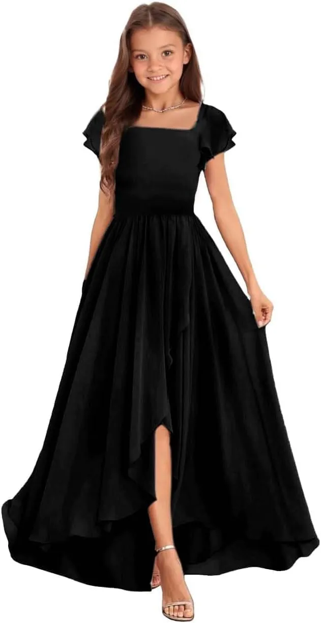 Junior Bridesmaid Dresses Chiffon Junior Dresses for Teen Girls A Line Pageant Dresses for Girls