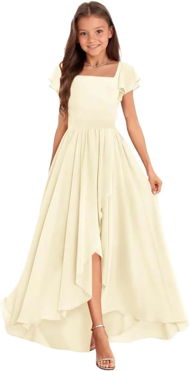 Junior Bridesmaid Dresses Chiffon Junior Dresses for Teen Girls A Line Pageant Dresses for Girls