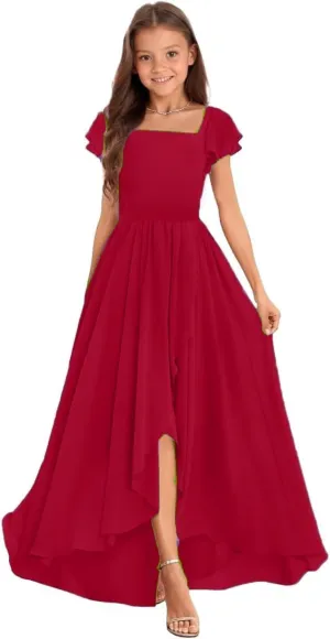 Junior Bridesmaid Dresses Chiffon Junior Dresses for Teen Girls A Line Pageant Dresses for Girls