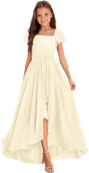 Junior Bridesmaid Dresses Chiffon Junior Dresses for Teen Girls A Line Pageant Dresses for Girls