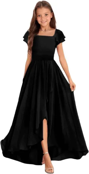 Junior Bridesmaid Dresses Chiffon Junior Dresses for Teen Girls A Line Pageant Dresses for Girls