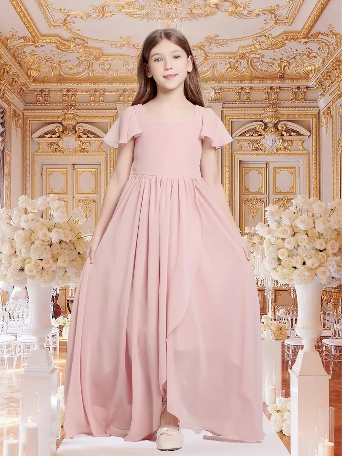 Junior Bridesmaid Dresses Chiffon Junior Dresses for Teen Girls A Line Pageant Dresses for Girls