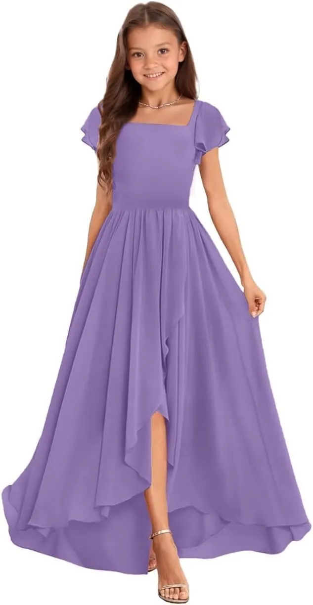 Junior Bridesmaid Dresses Chiffon Junior Dresses for Teen Girls A Line Pageant Dresses for Girls