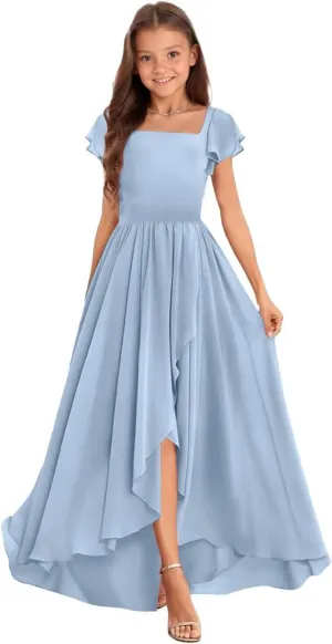 Junior Bridesmaid Dresses Chiffon Junior Dresses for Teen Girls A Line Pageant Dresses for Girls