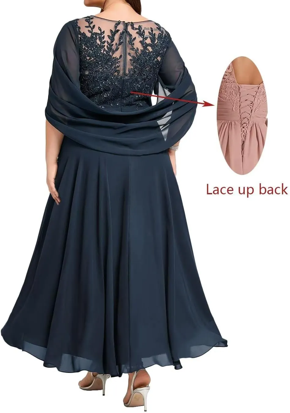 Lace Appliques Mother of The Bride Dresses for Wedding Long Chiffon Beaded Formal Evening Gown