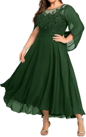 Lace Appliques Mother of The Bride Dresses for Wedding Long Chiffon Beaded Formal Evening Gown