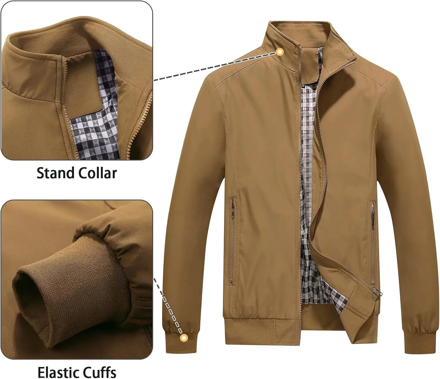 Lamgool Mens Lightweight Jackets Light Windbreaker Casual Flight Jackets Spring Fall Active Coat Outwear