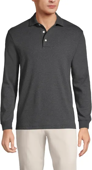 Lands' End Men's Long Sleeve American-Grown Supima Cotton Polo Shirt
