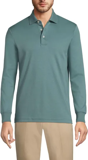 Lands' End Men's Long Sleeve American-Grown Supima Cotton Polo Shirt