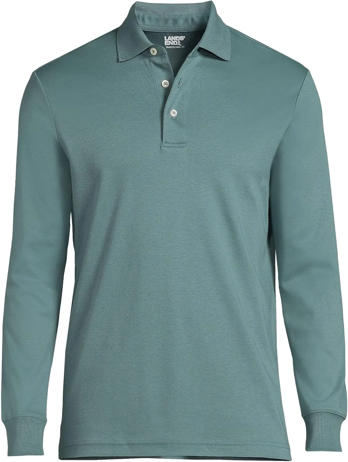 Lands' End Men's Long Sleeve American-Grown Supima Cotton Polo Shirt