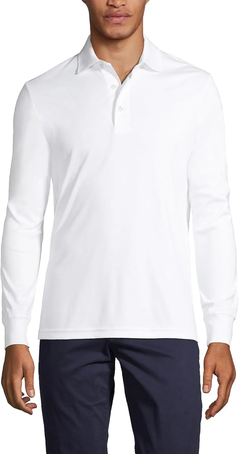 Lands' End Men's Long Sleeve American-Grown Supima Cotton Polo Shirt