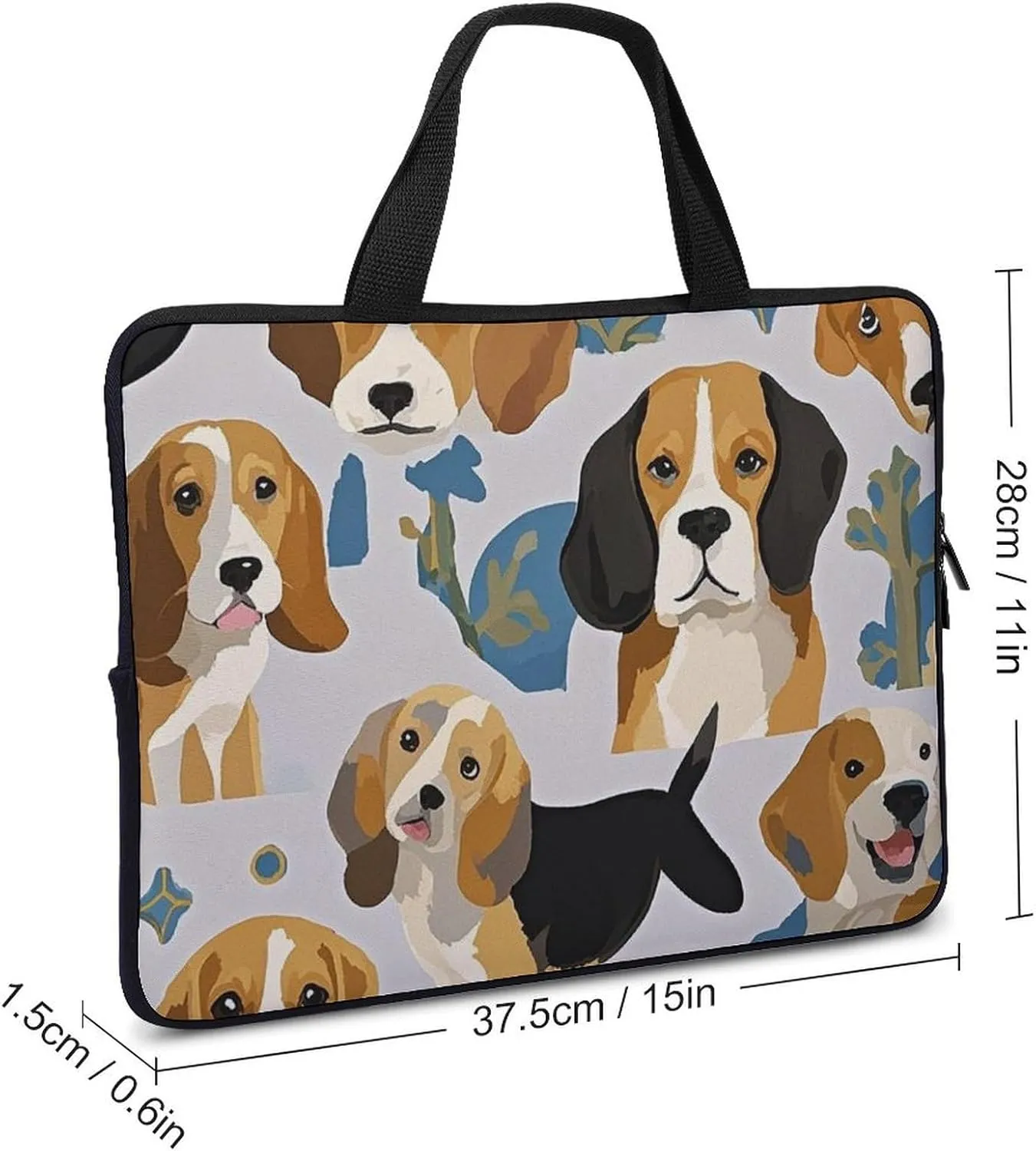 Laptop Sleeve with Handle Beagle Patterns Laptop Sleeve Bag Ultra-Thin Computer Bag Cover for 12-17 Inch