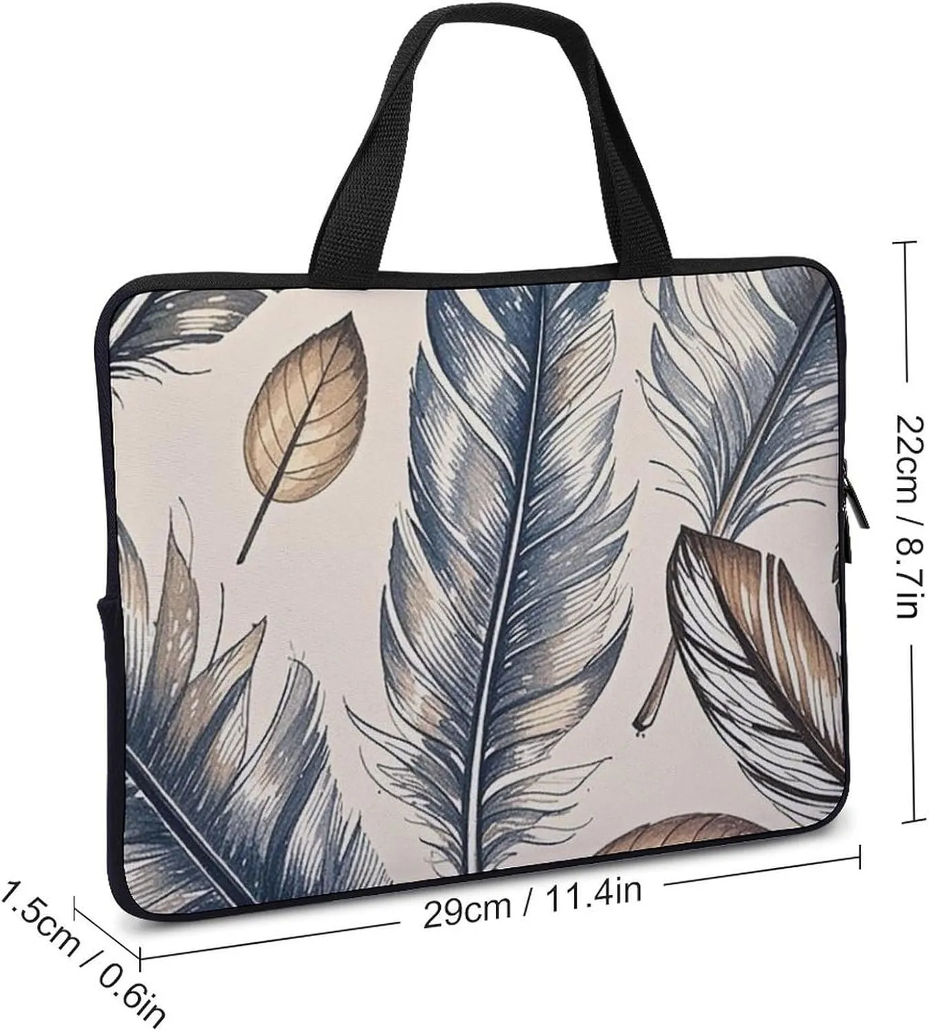 Laptop Sleeve with Handle Hand Drawn Feathers Laptop Sleeve Bag Ultra-Thin Computer Bag Cover for 12-17 Inch