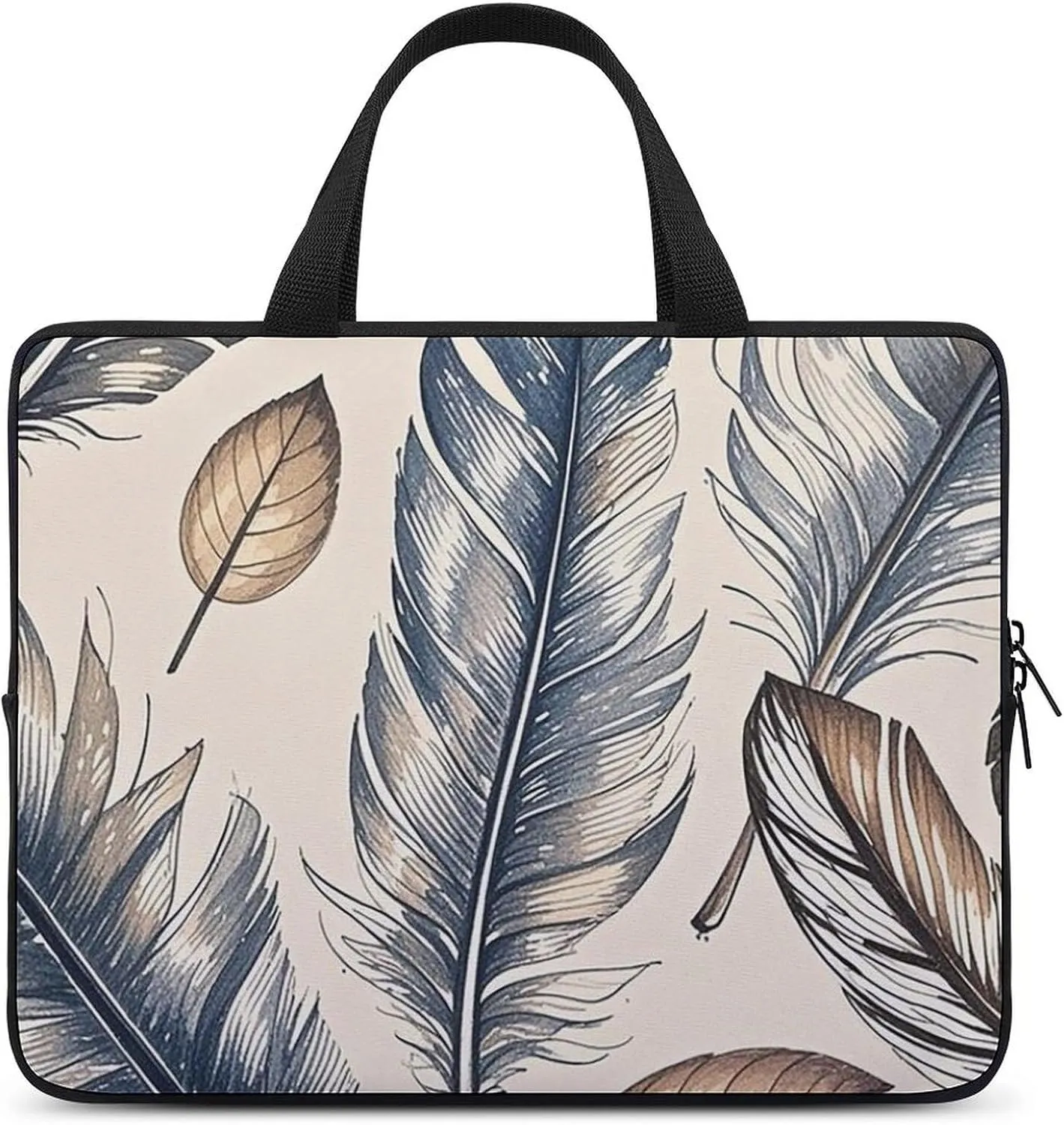 Laptop Sleeve with Handle Hand Drawn Feathers Laptop Sleeve Bag Ultra-Thin Computer Bag Cover for 12-17 Inch