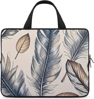 Laptop Sleeve with Handle Hand Drawn Feathers Laptop Sleeve Bag Ultra-Thin Computer Bag Cover for 12-17 Inch