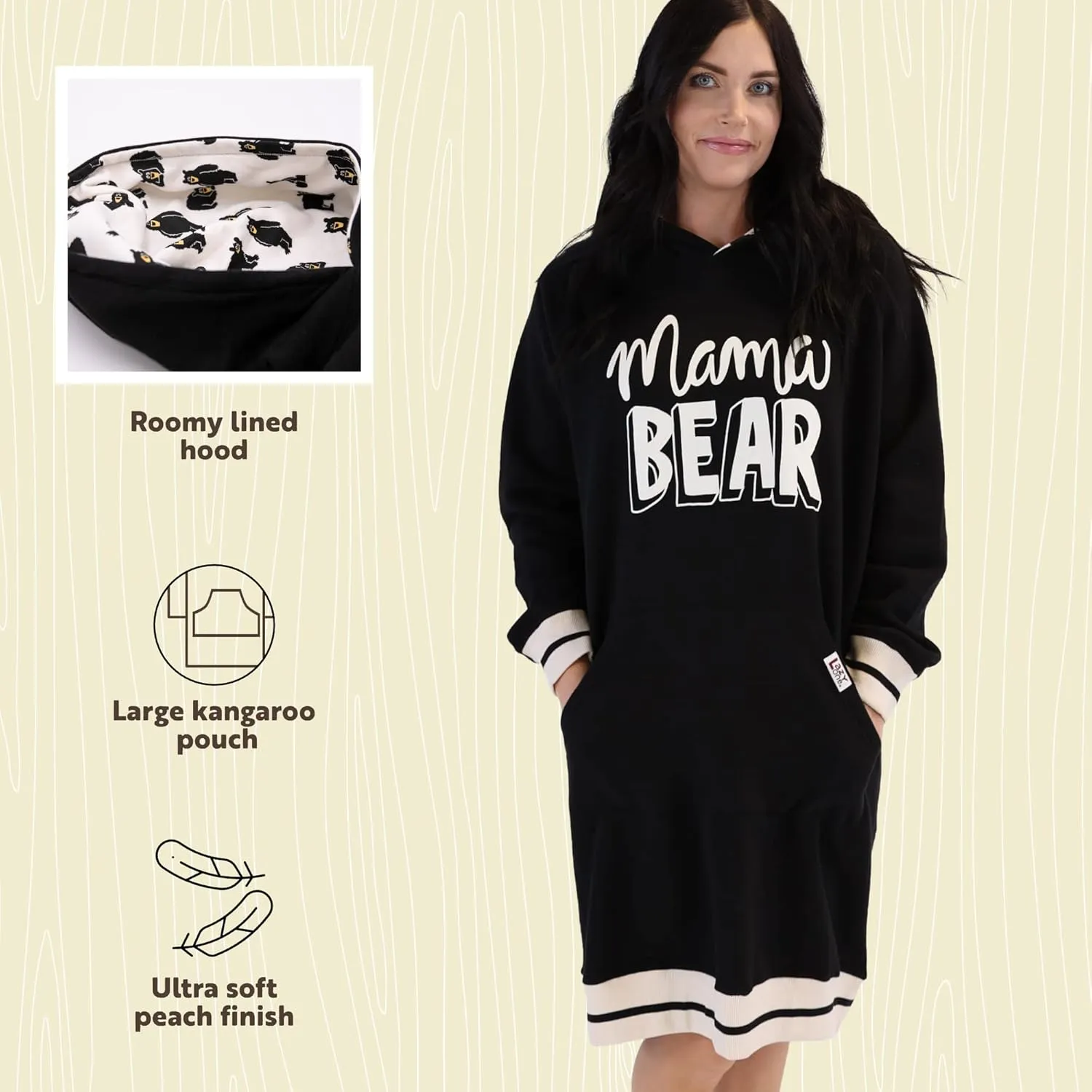 Lazy One Oversized Hoodie Sweatshirt, Comfortable Sleepwear, Sweater Dress for Women