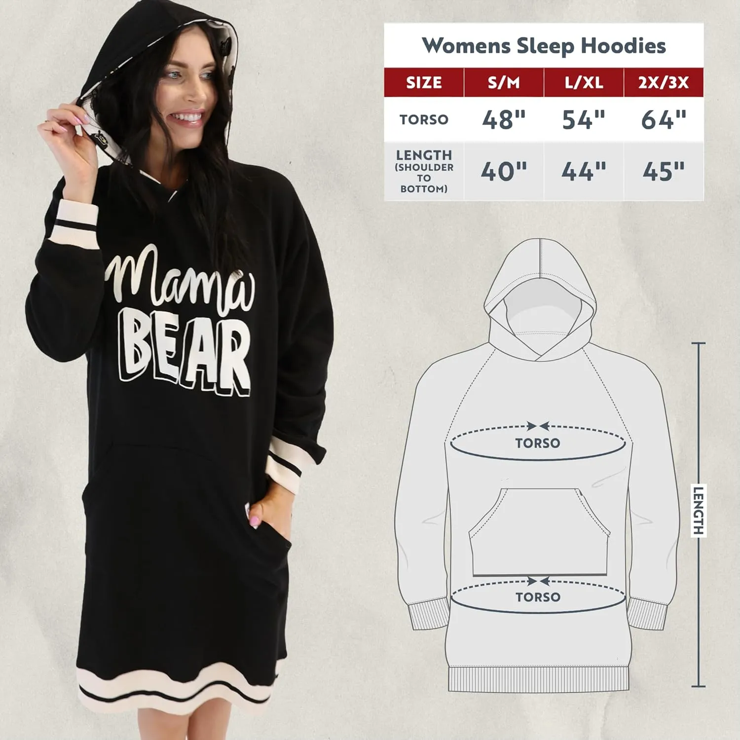 Lazy One Oversized Hoodie Sweatshirt, Comfortable Sleepwear, Sweater Dress for Women