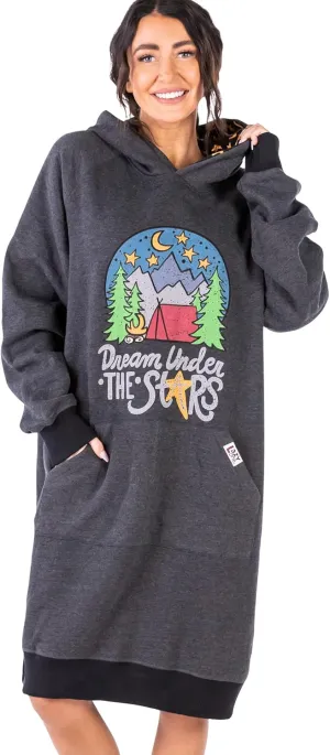 Lazy One Oversized Hoodie Sweatshirt, Comfortable Sleepwear, Sweater Dress for Women