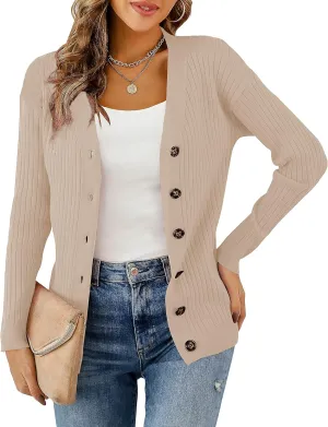 LIENRIDY Women's Knit Cardigan Long Sleeve Button Down Sweater Lightweight Cardigans, S-XL