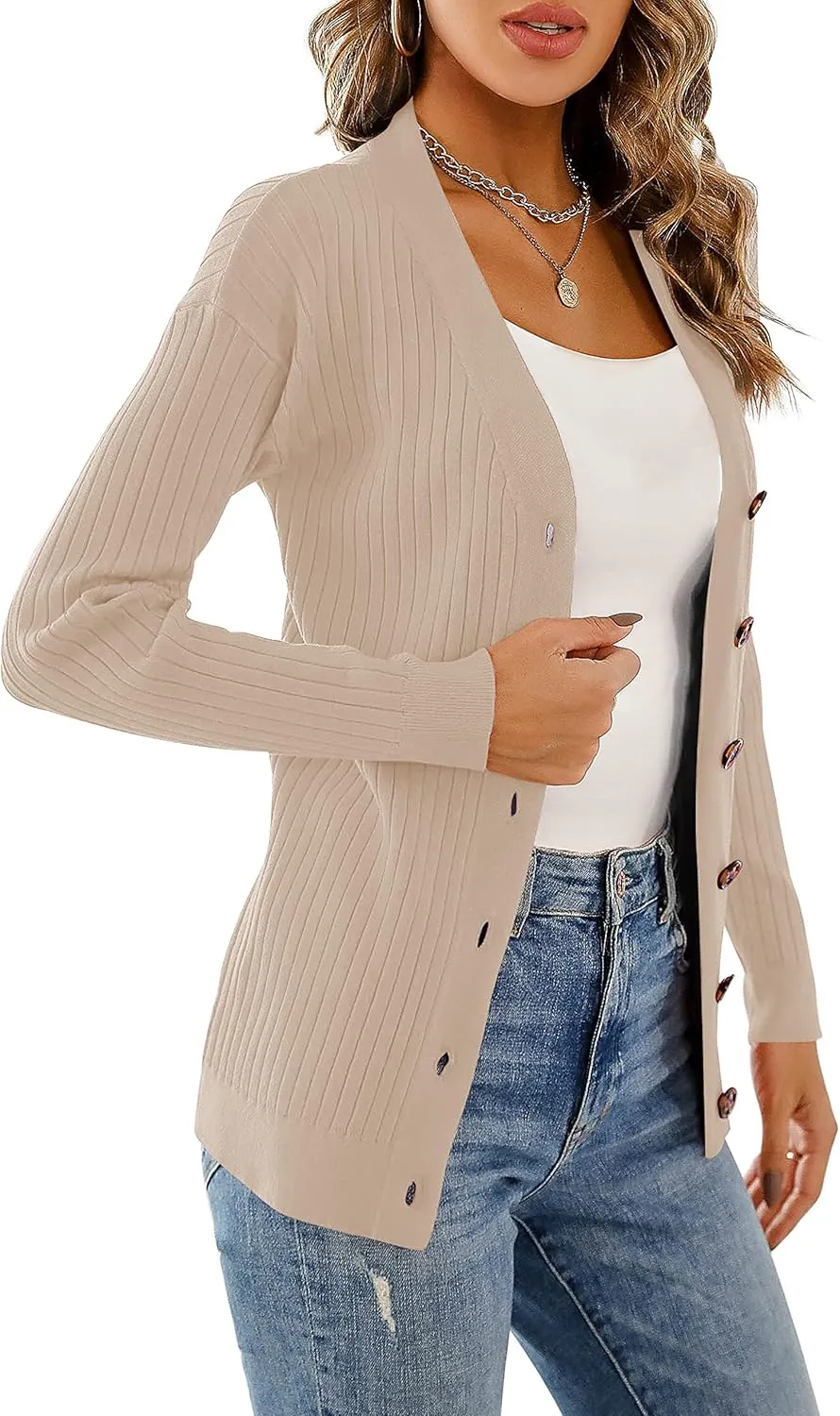 LIENRIDY Women's Knit Cardigan Long Sleeve Button Down Sweater Lightweight Cardigans, S-XL