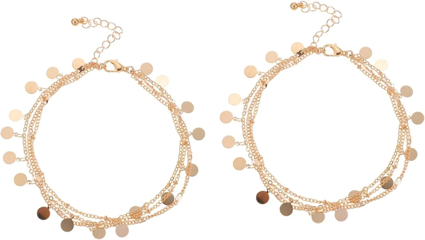 LIFKOME 2pcs Fresh Foot Chains for Women Delicate Sequined Anklets Beach Accessories for Girls Lightweight and Skin-friendly Foot Ornaments for Daily Wear and Special Occasions