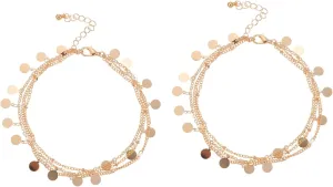 LIFKOME 2pcs Fresh Foot Chains for Women Delicate Sequined Anklets Beach Accessories for Girls Lightweight and Skin-friendly Foot Ornaments for Daily Wear and Special Occasions