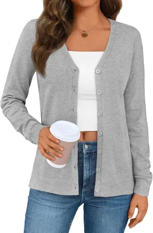 LILLUSORY Cardigan Sweaters for Women 2025 Trendy Summer Lightweight Cardigans Spring Sweater Button Down Shirts Outfits