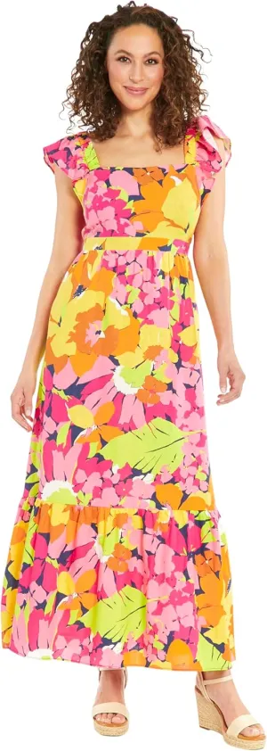 London Times Square Neck Maxi Ruffle Detail | Comfortable Summer Dresses for Women