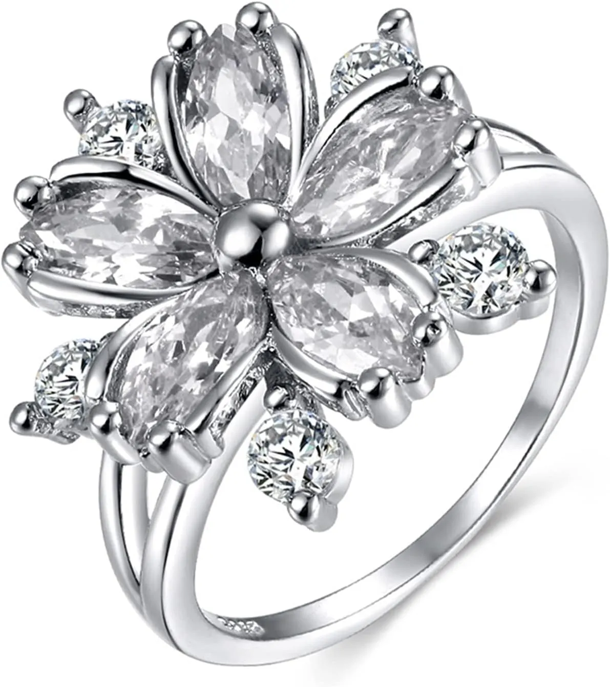 LSCZSLYH Sakura Engagement Rings for Bride Jewelry Romantic Cherry Blossom Zircon Lady Rings (Color : Pink, Size : 6)