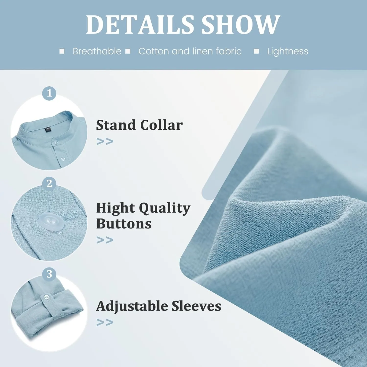 MANLUODANNI Men's Cotton Linen Henley T-Shirts Button Down Shirt Long Sleeve for Men