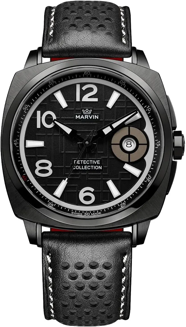 marvin Luxury Watches for Men Swiss Men's Watch in Stainless Steel with Strap and Sapphire Glass Date Dial,Luminous Hands and Marks,Quartz Movement,50M Waterproof