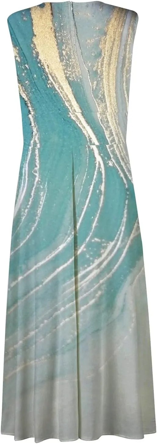 Maxi Dresses for Women 2025 Casual Trendy Summer Dress V Neck Sleeveless Formal Sundresses A Line Flowy Sundress