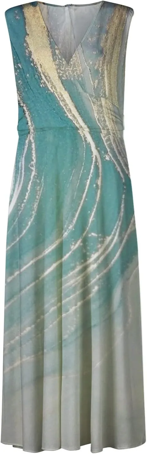Maxi Dresses for Women 2025 Casual Trendy Summer Dress V Neck Sleeveless Formal Sundresses A Line Flowy Sundress