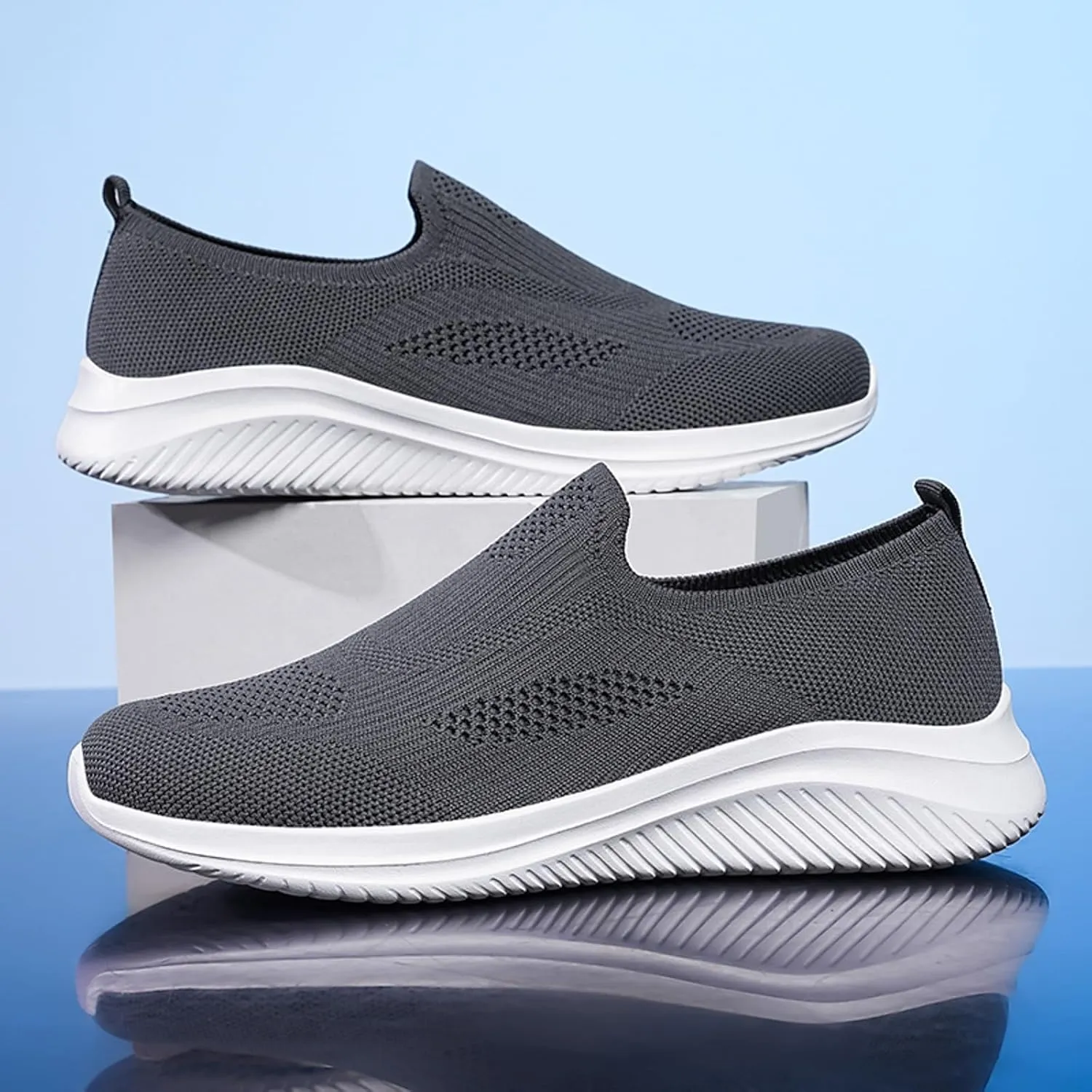 Memory Foam Versatile Shoes for Men Lightweight Sport Gym Jogging Walking Sneaker Soft Flat Soled Elderly Shoes