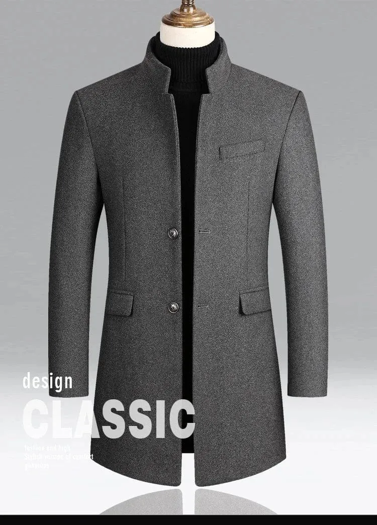 Men  Business Casual  Chinese Style Solid Color Winter Coat Jacket Men  Business Casual  Chinese Style Solid Color Winter Coat Jacket