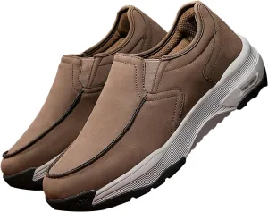 Men Slip On Orthopedic Walking Sneakers,Men Casual Trainers Trekking Sneakers,PU Leather Extra Wide Fit Trainers,Comfortable Lightweight Sports Shoes,Brown,47EU