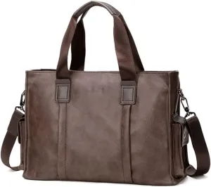 Men Waterproof PU Leather Briefcase Convertible 14 Inch Messenger Bags Handbag Multifunctional Business Shoulder Bag