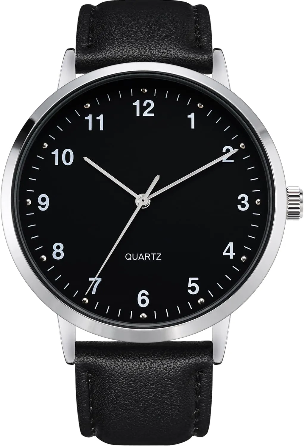 Mens Black Large Dial Arabic Numerals Black Belt Modern Classic Men's Watch,
