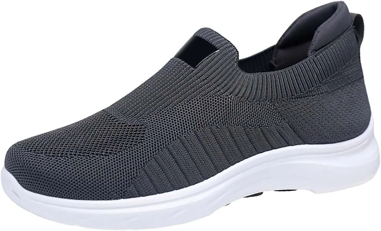 Men's Breathable Mesh Casual Shoes Lightweight Comfortable Walking Sneakers Slip On Flat Sole Loafers for Daily