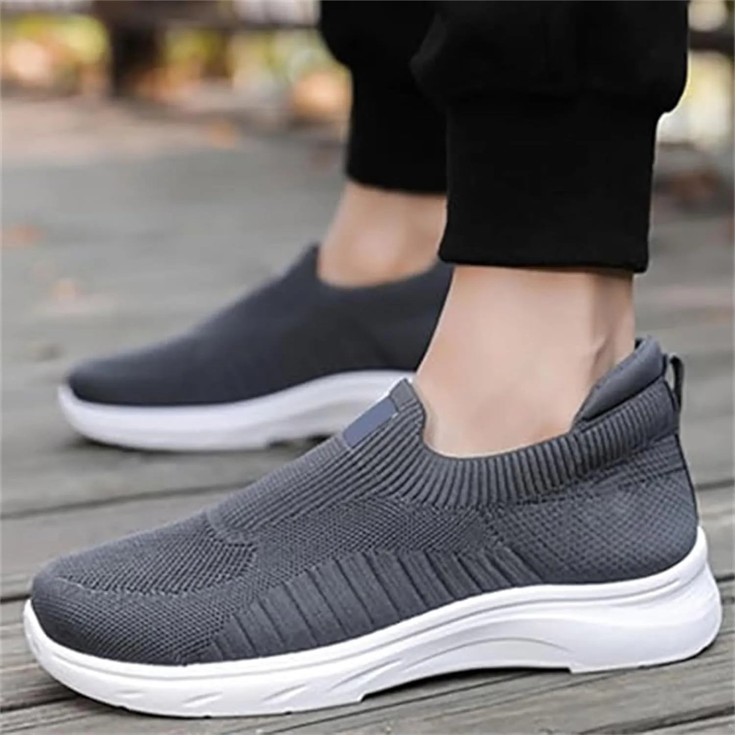 Men's Breathable Mesh Casual Shoes Lightweight Comfortable Walking Sneakers Slip On Flat Sole Loafers for Daily