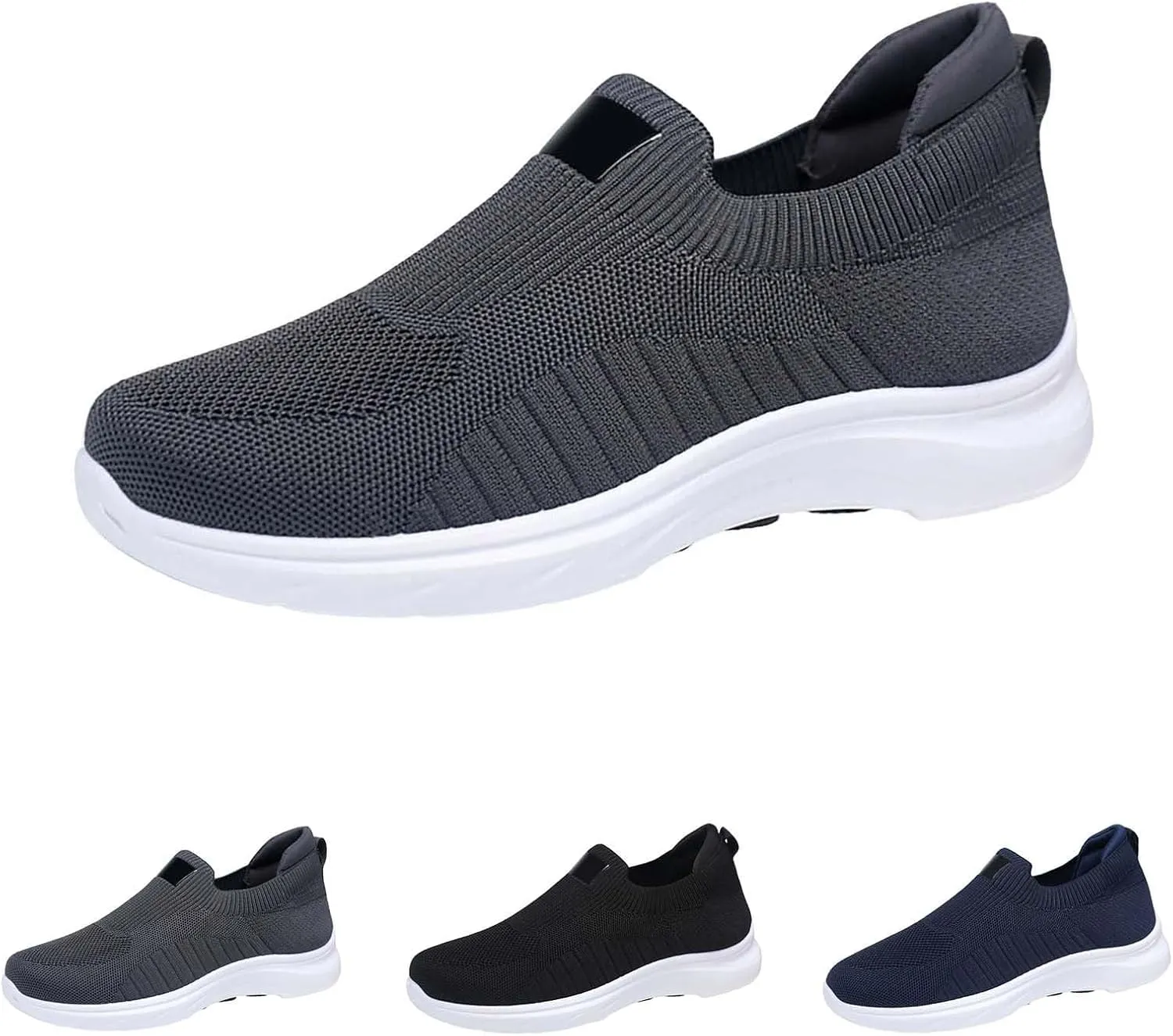 Men's Breathable Mesh Casual Shoes Lightweight Comfortable Walking Sneakers Slip On Flat Sole Loafers for Daily