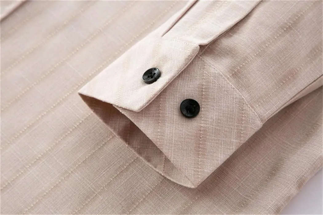 Men's Business Casual Long Sleeved Printed Shirt Wrinkle-Resistant Button Down Dress Shirts