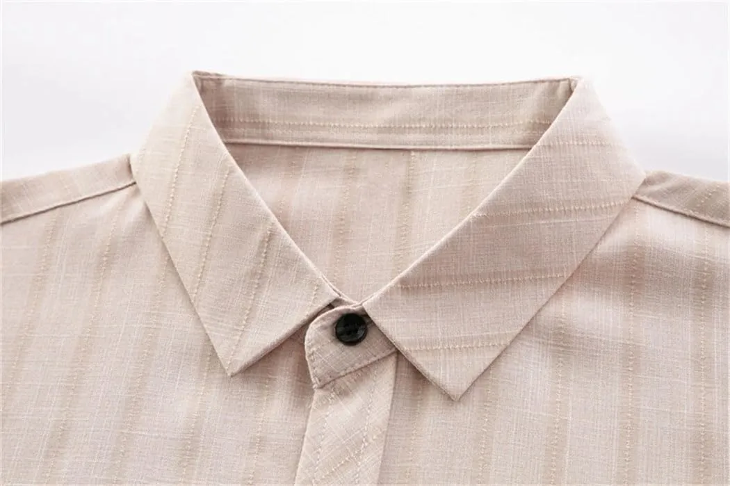 Men's Business Casual Long Sleeved Printed Shirt Wrinkle-Resistant Button Down Dress Shirts