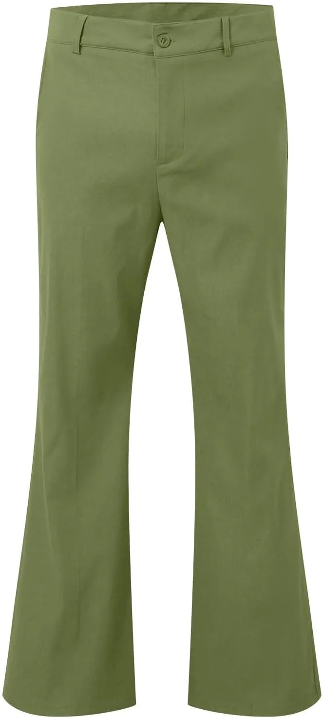Mens Casual Pants Flare Pants Solid Color Outdoor Stretch Comfortable Hiking Comfy Wide Leg Disco Pant with Pockets