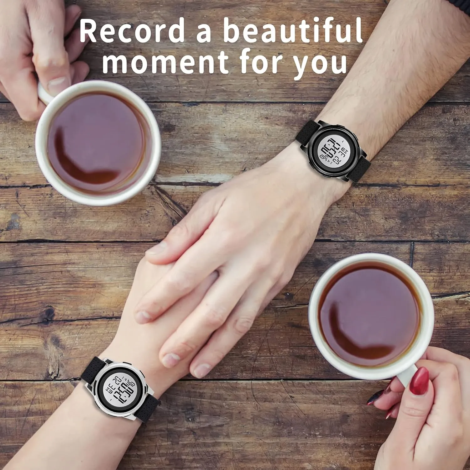 Mens Digital Watch Ultra-Thin Sports Waterproof Simple Watch Stainless Steel Wrist Watch for Men Women