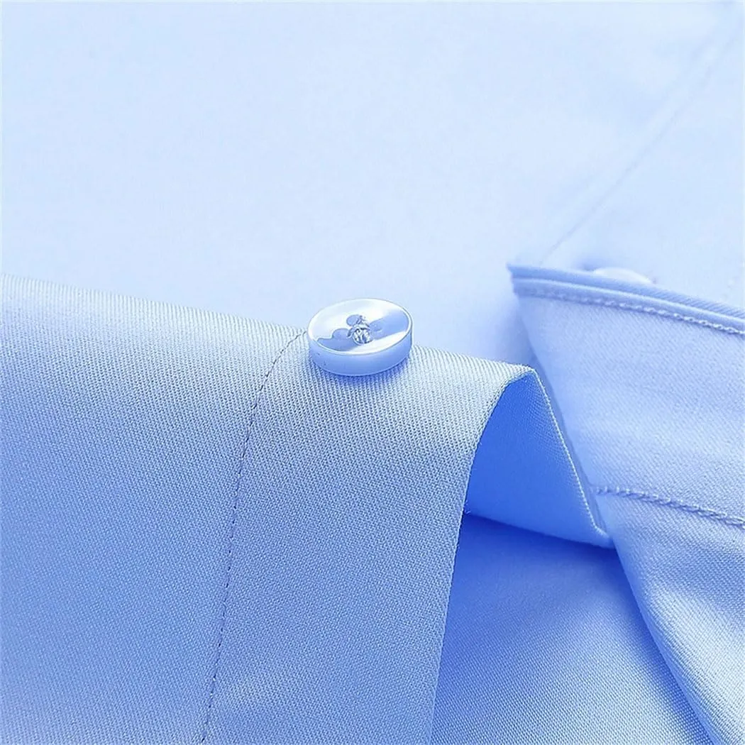 Men's Dress Shirt - Long Sleeve Business Formal Shirt for Interviews, Wrinkle-Resistant Solid Color Blouse