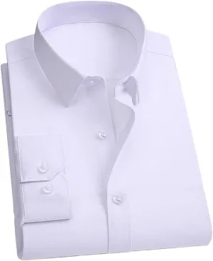 Men's Dress Shirt - Long Sleeve Business Formal Shirt for Interviews, Wrinkle-Resistant Solid Color Blouse