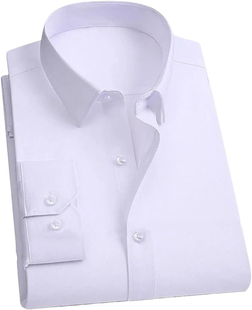 Men's Dress Shirt - Long Sleeve Business Formal Shirt for Interviews, Wrinkle-Resistant Solid Color Blouse