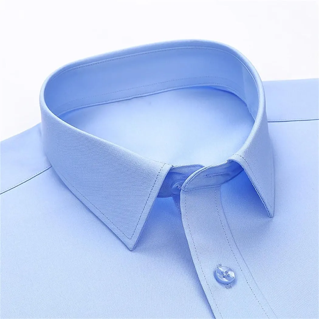 Men's Dress Shirt - Long Sleeve Business Formal Shirt for Interviews, Wrinkle-Resistant Solid Color Blouse